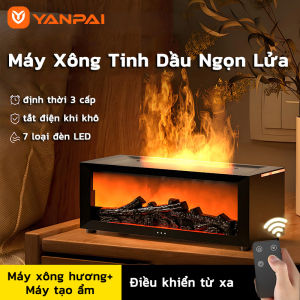 Máy Xông Tinh Dầu Ngọn Lửa YANPAI Có Remote Đèn Ngủ Led 7 Màu Sang Trọng Tinh Tế Máy tạo độ ẩm