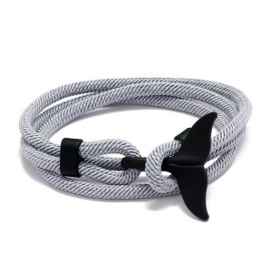 DUY26 Vintage Simple Whale Tail Niche Design Couple Trendy Alloy Braided Rope Bracelet Fashion Jewelry Men Bracelet Korean Style Hand Strap
