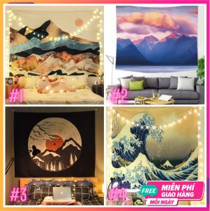 [FREE SHIP] [TẶNG KÈM DÂY ĐÈN LED 7M & PHỤ KIỆN TREO] Tấm Thảm Treo Tường (Âm Thanh Núi Rừng) 1m5x1m3 Trang Trí Decor Nội Thất Vải Đẹp
