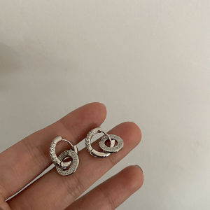 Two-piece diamond-studded double-ring ear cuff earrings ins Trendy earrings fashionable and versatile with a unique design and a touch of elegance