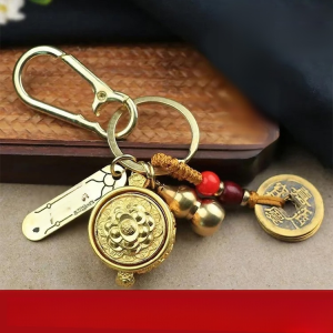 พวงกุญแจ เอกลักษณ์และน่าสนใจ จี้กุญแจ วัฒนธรรม เรียบเนียนและละเอียดอ่อน สวยงาม ทองเหลือง หม้อโพลีโกนัม