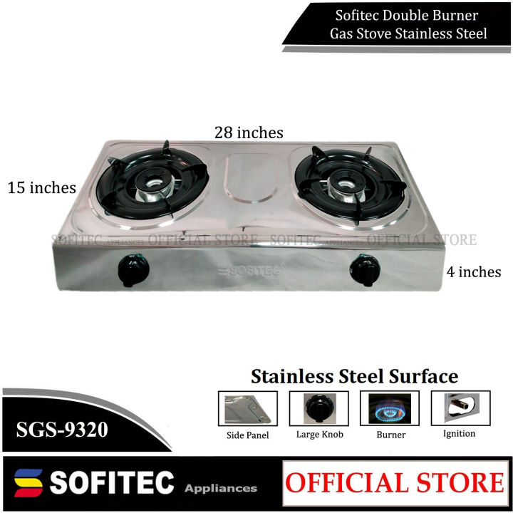 Gas stove double burner with automatic ignition Stainless Steel Sofitec ...