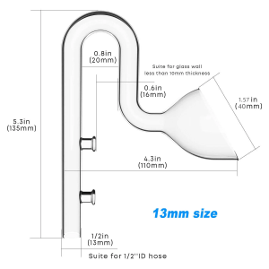 Aquatic Mini Glass Lily Pipe Protein Skimmer Inflow and Outflow for Mini Nano Tank Filter System for Fish Tank Accessories