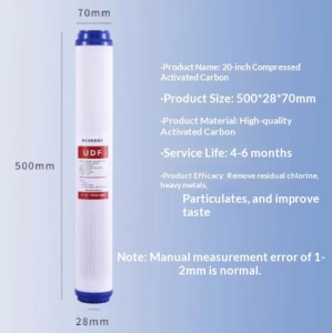 20Inch Filter Cartridge Water Purifier Commercial Water Filter PP Cotton Granular & Compressed Carbon UDF Pre-Filter