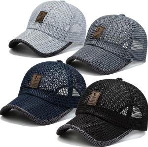 Leather Labeled Golf Cap Full Mesh Cap for Women Men Adjustable Net Cap Baseball Cap Running Caps Breathable Hat