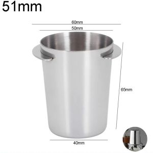 Gemilai‘s stainless steel 51/58mm powder coffee cup coffee baean measuring cup stainless steel coffee powder measuring cup for espresso machine easy to clean