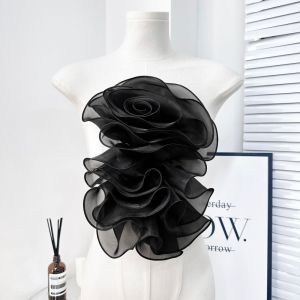 LYMEDIA DIY Chiffon Rose Flower Pleated Multi-Layered Clothing Decoration Corsage Fashion Handmade 3D Chest Flower