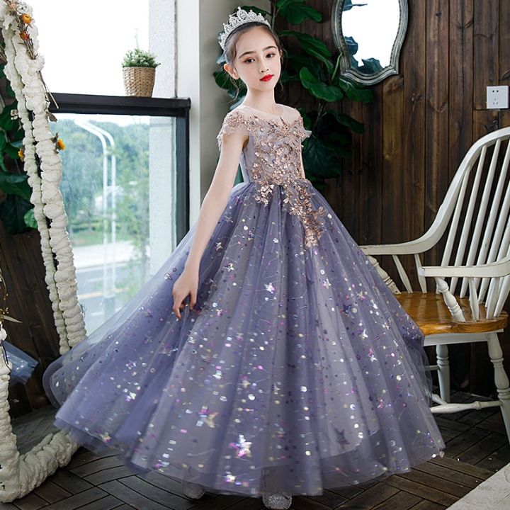 Flower Girls Evening Dresses for Weddings Birthday Party Gown Luxury 2023 Celebrity Prom Kids Formal Long Purple Dress Children Lazada PH