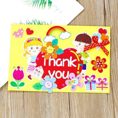 Elitrend DIY Handmade Flower 3D Artificial Flowers DIY Greeting Thank You Cards DIY Teachers Day Gift Cards Mothers Day Gift Children Day Gifts Kids Cartoon Gift Material Pack Creative Kids Crafting Gifts Teachers Day Gift Card Teacher Day Gifts
