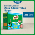 MILO Zero Added Table Sugar Powdered Choco Milk Drink 26g - Pack of 10. 