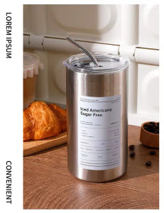 Cốc Giữ Nhiệt Americano 600ml có nắp chống tràn và ống hút chất liệu inox cao cấp - Cốc Giữ Nhiệt Coffee - Bình giữ nhiệt - Bình nước giữ nóng lạnh văn phòng sang chảnh