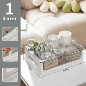 Desktop Organizer Drawer Multi-functional Transparent Storage Cabinet  with Pull Out Design Storage Shelf Tea Room Dust-Proof Storage Box Cup Holder Kitchen Organize Essentials