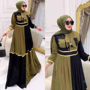 Gamis Lebaran Busui Terbaru 2023 Saffa Dress Ceruty Babydoll Full Furing Kombinasi Wanita Dress Kondangan Mewah Elegan Murah Long Dress Wanita Muslimah Trendy