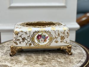 Hộp đựng giấy họa tiết hoa mẫu đơn tân cổ điển CB40-HG