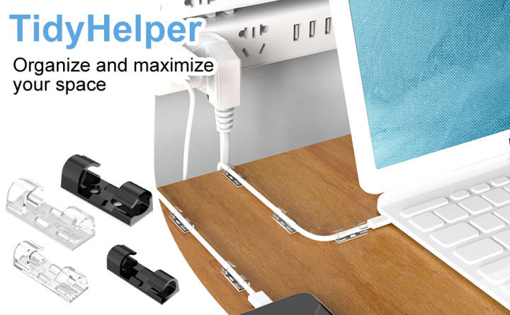 Buy Cable Tidy Clips Cable Management - Cable Organiser [Pack Of 20 Desktop Cord Adhesive Power Cable Clips Wire Organizer System For Tv Pc Laptop Home Office Desk