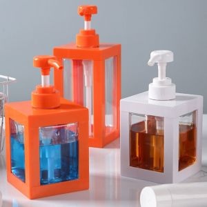 MISSLADY Refillable Lotion Dispenser Bottles Transparent Square Soap Pump Dispensers Durable Leak-Proof Cosmetic Container Body Wash