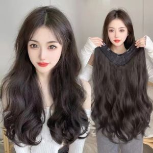 80/68/55/45cm Long Wig Big Wave Hair Extension Piece Simulation Hair Piece Invisible Seamless U-shaped Natural Hair Ext