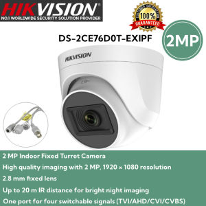 Hikvision CCTV Camera 2MP HD 2.8mm Lens Analog Camera Smart IR 20m Indoor Turret Camera CCTV Security Camera