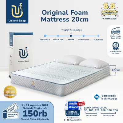 Uniland Sleep Kasur Busa Original 20cm Foam Mattress Box Free Bantal & Free Ongkir Jawa Bali