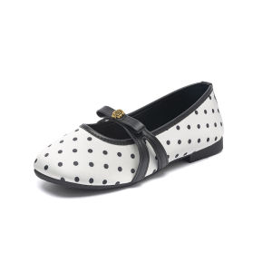 YOTO Polka Dot Mary Jane Flats For Women Rose Metal Buckle Premium Soft Sole Casual Daily Shoes