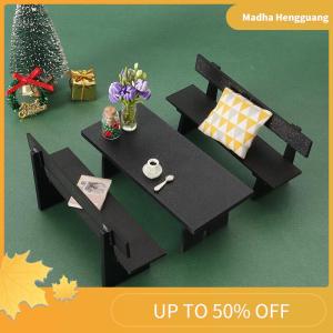 Madha 1 Piece Dollhouse Miniature Black Table And Chair Furniture Model Scene Decoration Props Doll House Accessories