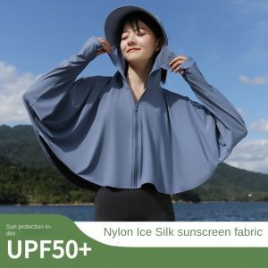 LIGHTER สีทึบทึบ เสื้อฮู้ดกันแดด หมวกปีกกว้าง แขนยาวแขนยาว เสื้อผ้าป้องกันแสงแดด แฟชั่นสำหรับผู้หญิง แขนเสื้อแขน ผ้าคลุมไหล่กันแดดฤดูร้อน สำหรับผู้หญิง