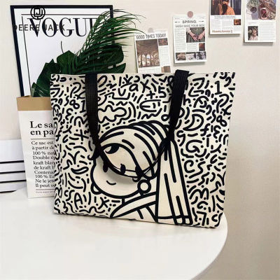 Deere Jack ⚡Miễn Phí Vận Chuyển⚡ New women's bag Fashion shoulder bag Crossbody bag Large capacity canvas bag Fashion Tote bag Student schoolbag shopping bag