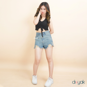 DISYAK - Hotpants Jeans  Celana Pendek Wanita Non Stretch Ripped 1034-2034 Smoked Blue