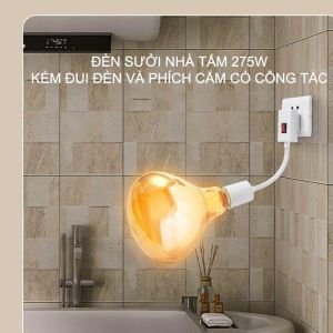 Bóng đèn sưởi 275W dùng cho nhà tắm phòng ngủ có kèm đui đèn và phích cắm có công tắc