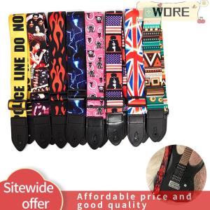 WORE สายกีตาร์ Multi-Color เข็มขัดปรับสีสันพิมพ์สายกีตาร์ไนลอน