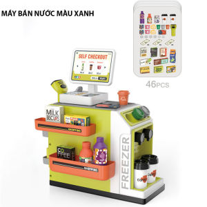 Bộ Đồ Chơi Quầy Bán Nước Mini Có Máy Pha Coffee Máy Tính Tiền Quẹt Thẻ Máy Quét Kèm Nhiều Sản Phẩm Bán Hàng Cho Bé