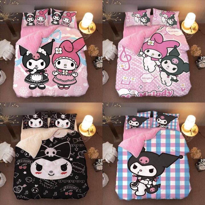 Yelan My Melody Kuromi 3in1 Bedding Set Bed Sheet Quilt Cover Bedroom ...