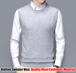 huowa Autumn Mens Knitted Sleeveless Sweater