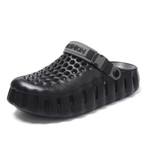 Summer MenS Solid Color Comfortable Simple Casual Clogs Versatile Slippers Casual Height-Increasing Outdoor Closed-Toe Sandals