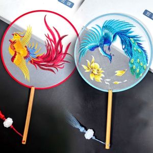 CEMOMEF Creative Embroidered Silk Fan Chinese Style Cute Panda Chinese Ancient Style Round Fan Hanfu Decorative Fan Hand-Held Hanfu Tuan Fan Home Decorations