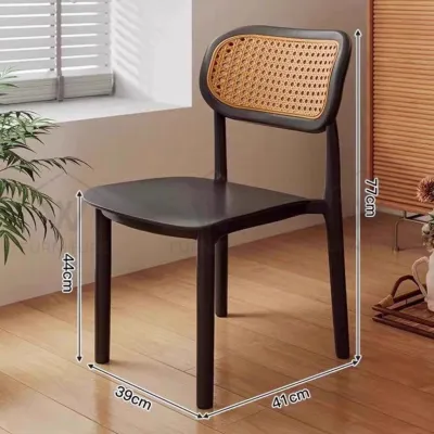 Wfurniture Outdoor Chair PP Rattan Chair Nordic Plastic Chair Backrest Stackable Restaurant Dining Chair Kerusi Cafe