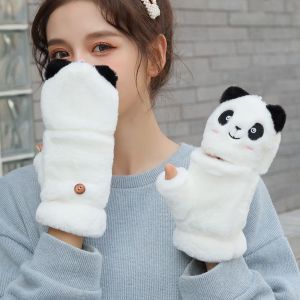 TKNUS Christmas Gift Warm Touch Screen Gloves Hand Protection Windproof Half Finger Flip Gloves Cartoon Panda Gloves Apparel Accessories Autumn Winter Gloves Women Flip Gloves