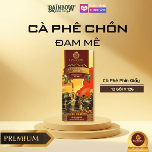 Cà phê chồn phin giấy Lion King Premium Dòng Đam Mê Vị Đậm Đà Nguyên Chất - Hộp Quà 244g (12 gói + đường)