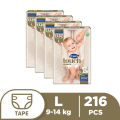 Drypers Touch Large (8-14 kg) - 54 pcs x 4 packs (216 pcs) - Tape Diapers. 