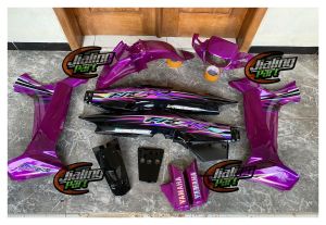 full set body halus yamaha fiz r ungu hitam hologram full body halus fizr hitam ungu set striping hologram
