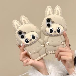 💯【Phone Case】+FREE Shipping 💯3D Cute Cartoon Cream Color Case For iPhone 16 15 14 13 12 Pro Max Kawaii LaBuBu Monster Soft Rubber Silicone Shockproof Cover