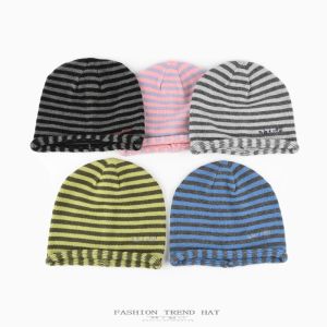 XHLXH Stretchy Letter Embroidery Knit Beanie Slouchy Warm Striped Knitted Hat Fashion Cute Pullover Hat Winter Autumn