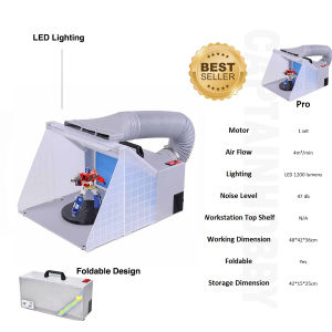 Portable Airbrushing Spray Booth with LED Lights Water Curtain for Painting Gundam Gunpla and Tamiya Hobby Scale Model Wargame miniatures