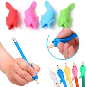 10pcs/ 1 set Silicon Dolphin  Pen Pencil Holder for Kids Writing