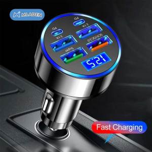 MLADEN 300W 6 Ports Car Charger Fast Charging PD USB C Car Phone Charger Type C Adapter in Car