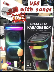 COD Free USB New Brodu Karaoke speaker BTS1989 With rechargeable wireless microphone Audio cord remote smartphone