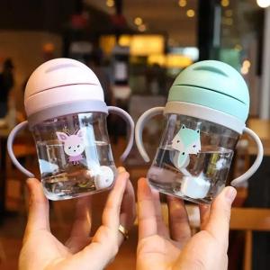 250ML Baby Feeding Bottle Children Sippy Cup Silicone Leakproof Drinking Water Cups Cartoon Infant Straw Handle Drinkware2026