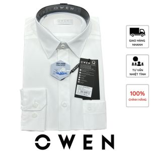 OWEN - Áo sơ mi Owen trắng dài tay nano/ cafe ( có túi ngực/ không túi ngực)