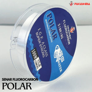 Senar Murah Pancing 100 Meter Warna Bening Fluorocarbon Fukushima Polar  - Bahan Fluorocarbon Composite - Panjang 100 Meter - Senar Warna Bening - Fast Sinking Air laut dan tawar - Anti Keriting