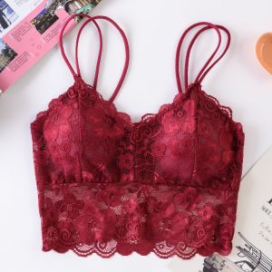 [HÀNG QUẢNG CHÂU] Áo BRA REN HOA 4 DÂY CROPTOP CÓ MÚT ĐỆM nâng ngưc dây sợi bún họa tiết hoa đào hàng loại 1 chất đẹp